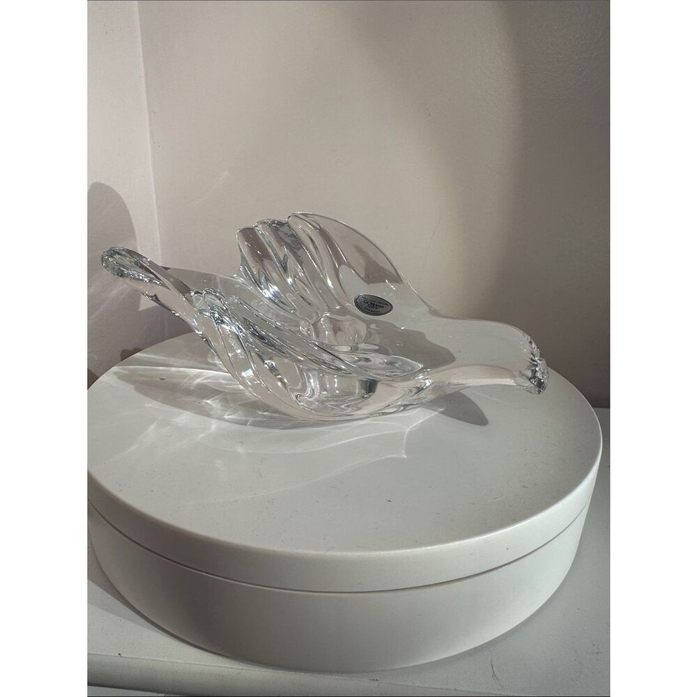 Gorham Vintage Full Lead Crystal Peace Dove Taper Candle Holder